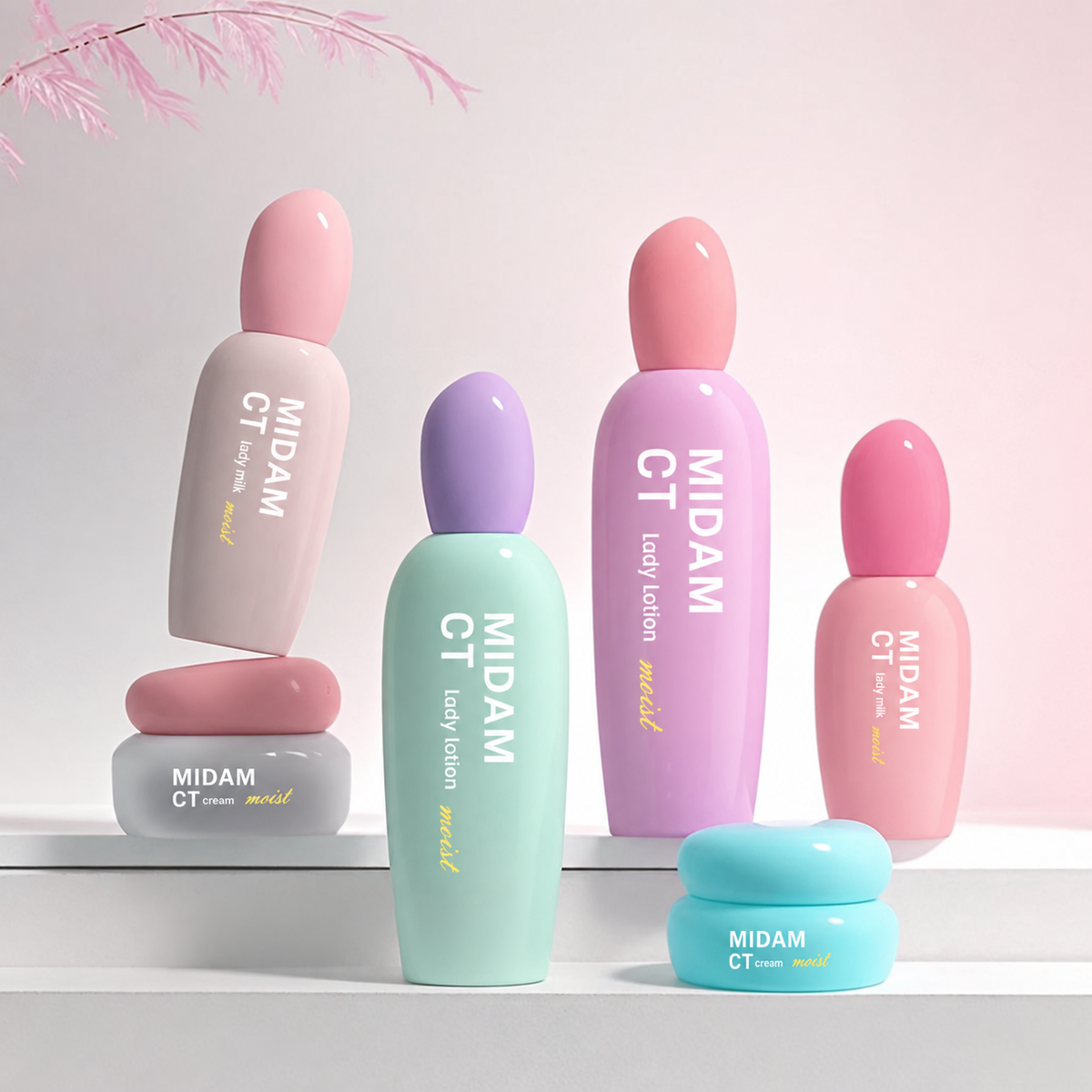 MB-0581 유리 타원형 스킨케어 세트 용기 30ml / 50ml / 100ml / 120ml / 50g