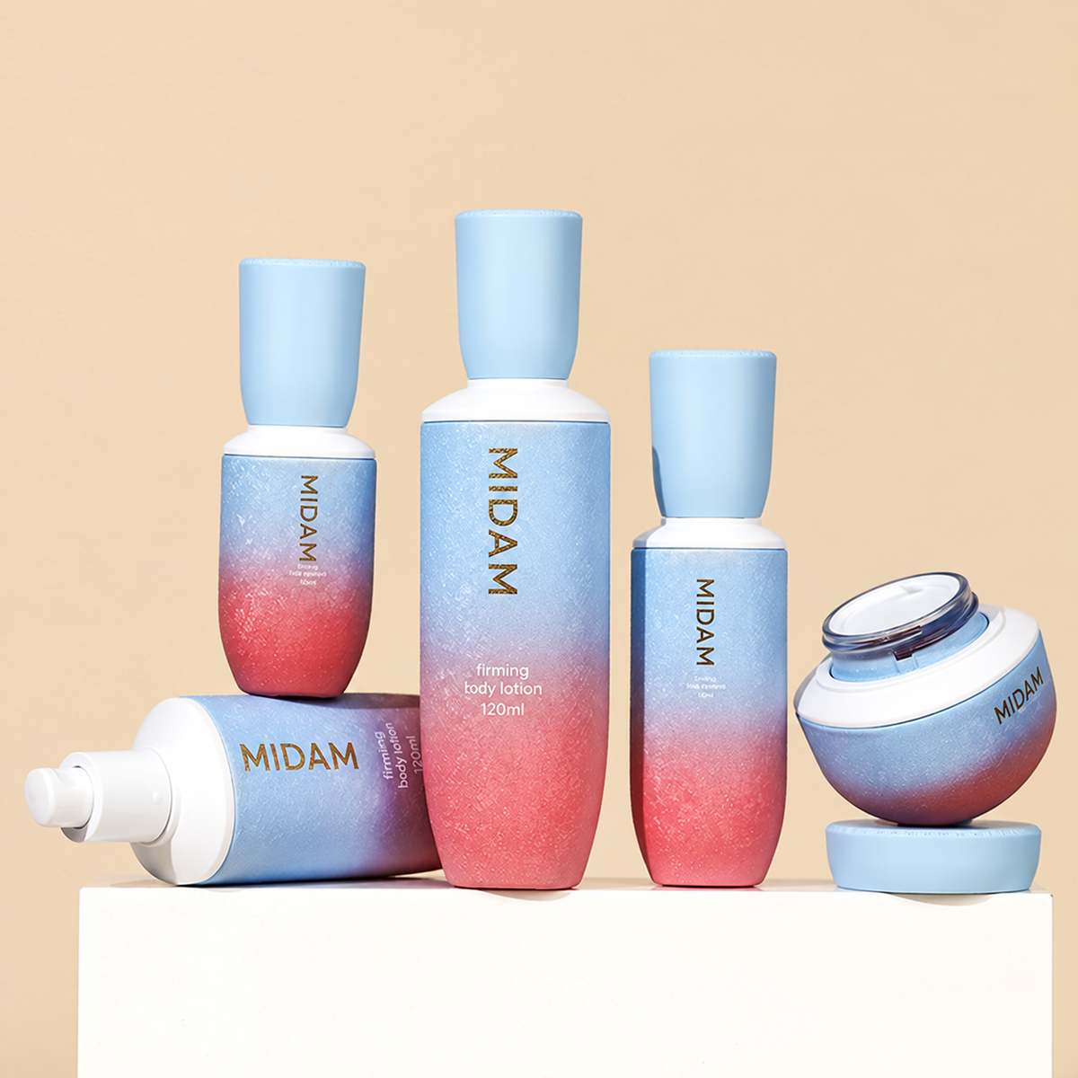 MB-0547 유리 블루·레드 그라데이션 스킨케어 세트 용기 50g/30ml/50ml/100ml/120ml
