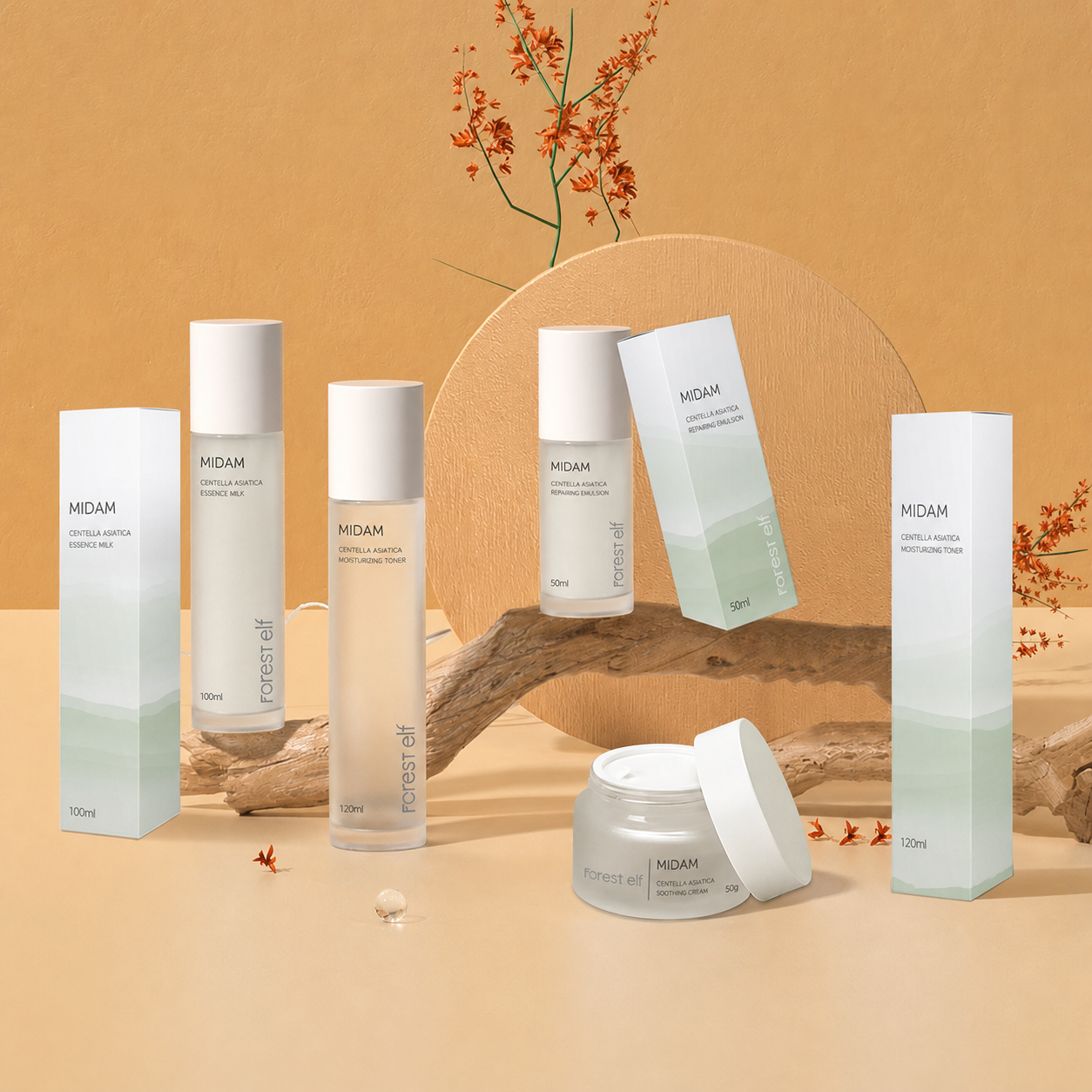 MB-0222 유리 스킨케어 용기 세트 50ml / 100ml / 120ml / 50g