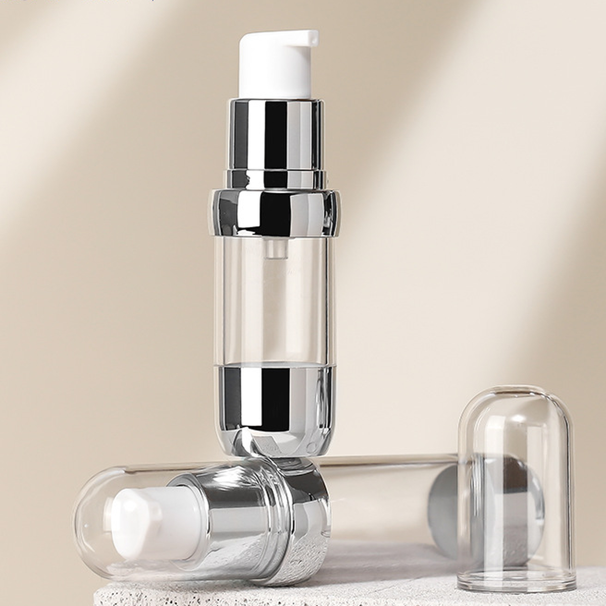 MB-0524 AS 실버 링 에어리스 샘플 용기 10ml/15ml/20ml/30ml