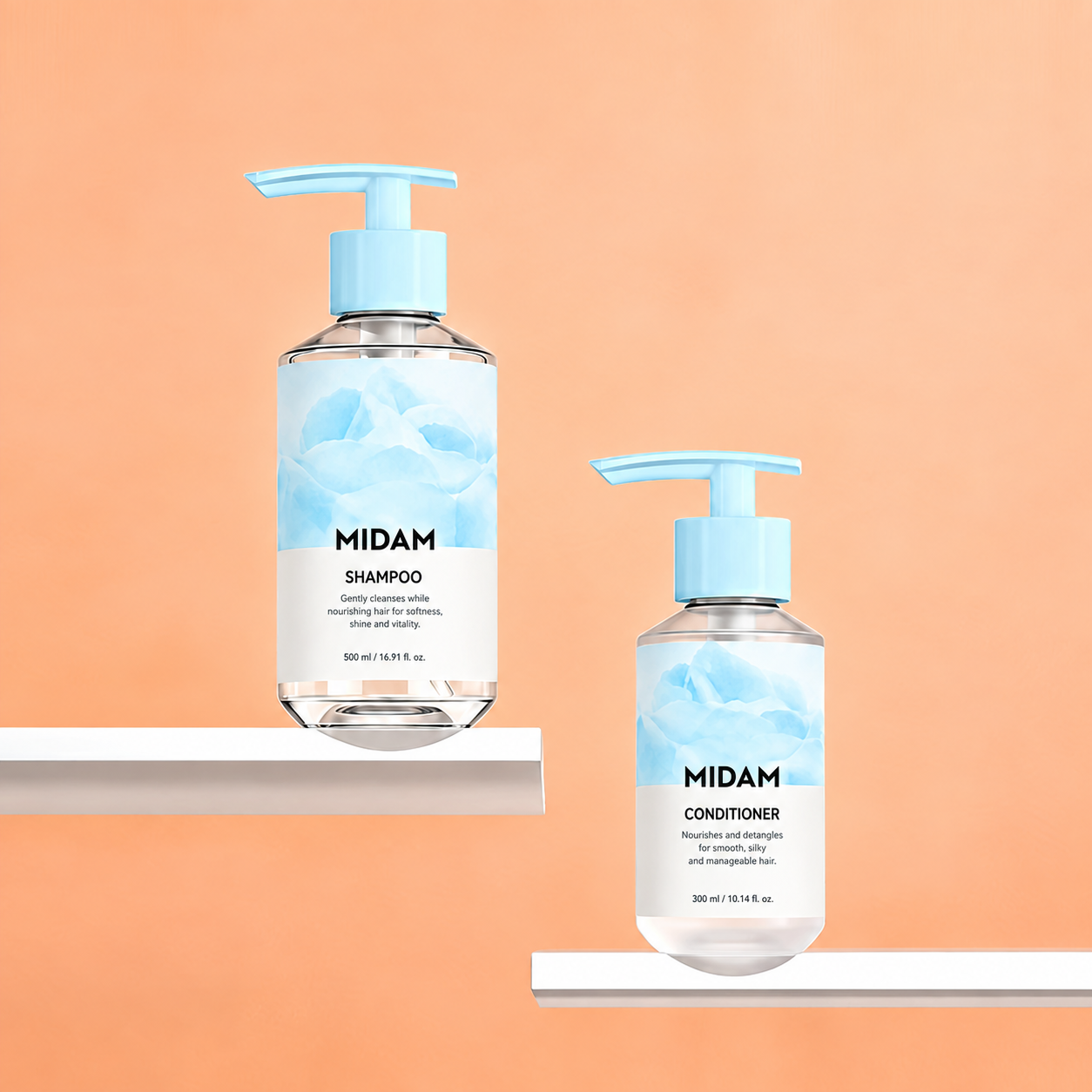 MB-0336 PP 슬림 넥 샴푸·바디워시 펌프 용기 300ml/500ml