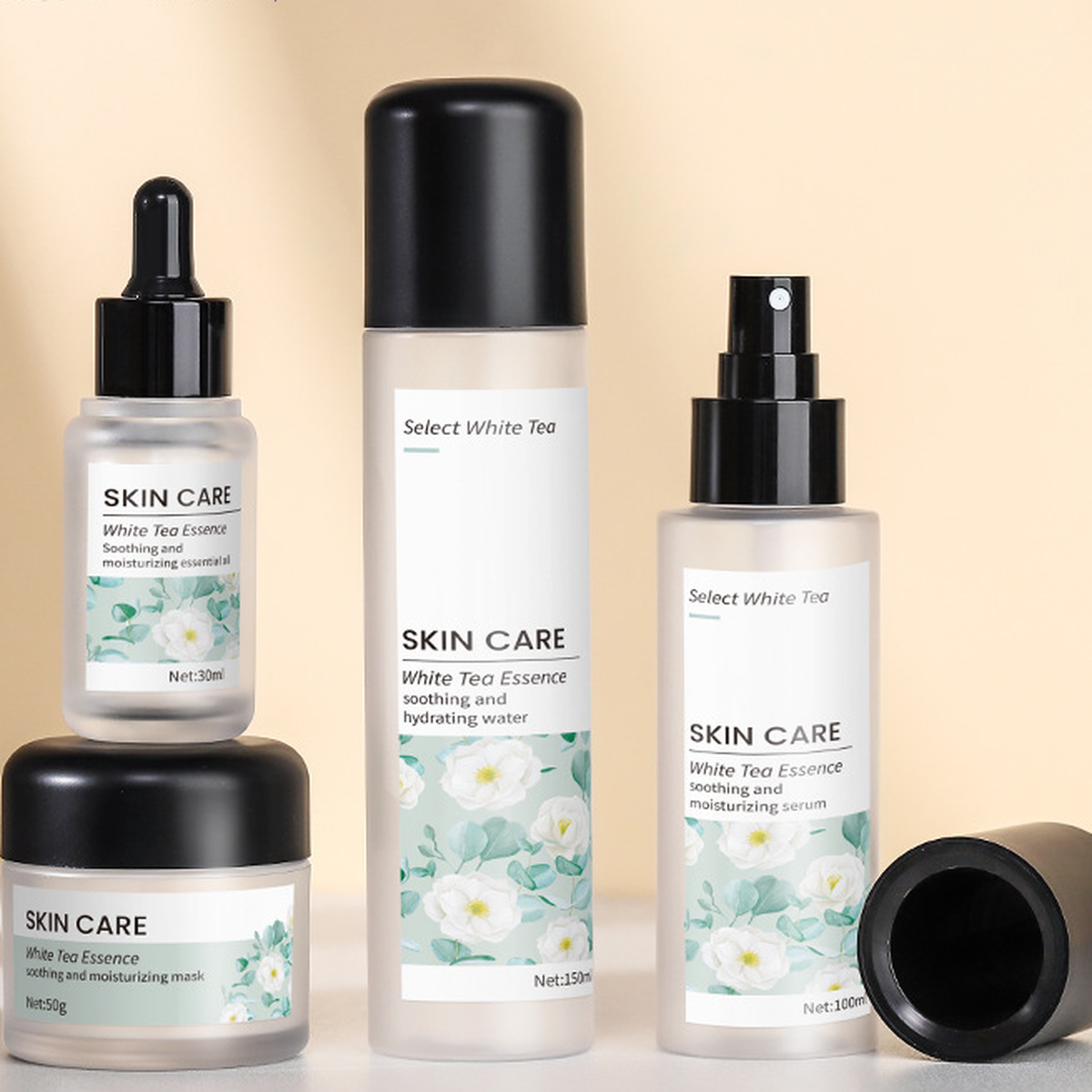 MB-0559 PETG 화이트 무광 스킨케어 세트 용기 30ml / 100ml / 150ml / 50g