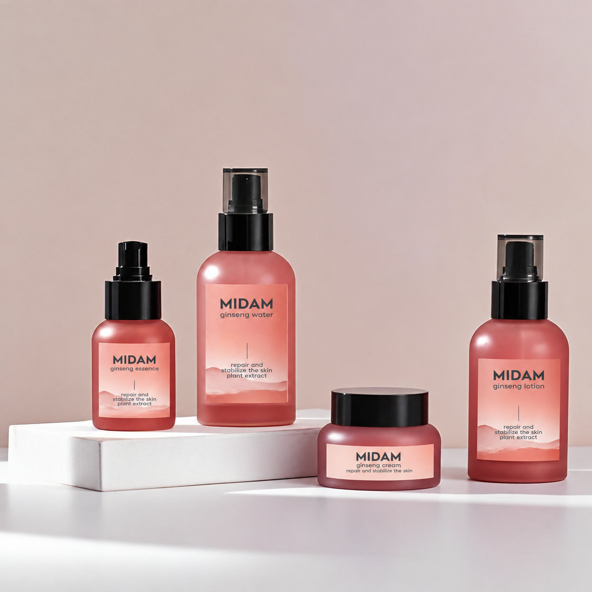 MB-0586 유리 라운드 숄더 스킨케어 세트 용기 40ml / 100ml / 120ml / 50g