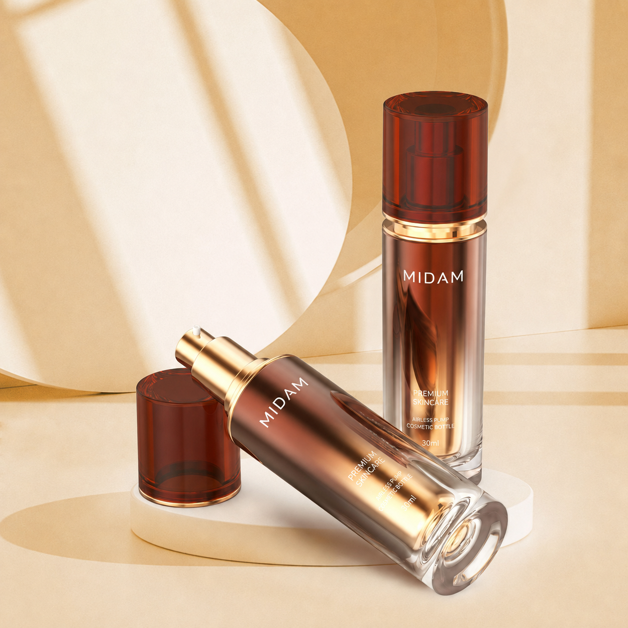 MB-0086 MS/ABS/PE 이중 에센스 고급 앰플병 30ml/45ml