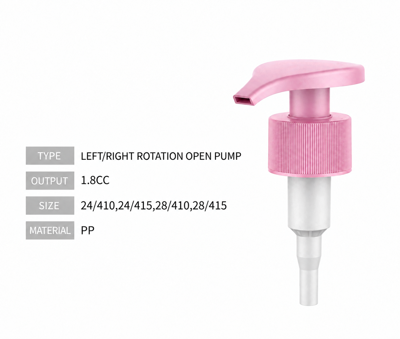 MB-0161 24/28파이_핑크_좌우오픈_크림펌프 ISO9001,FDA