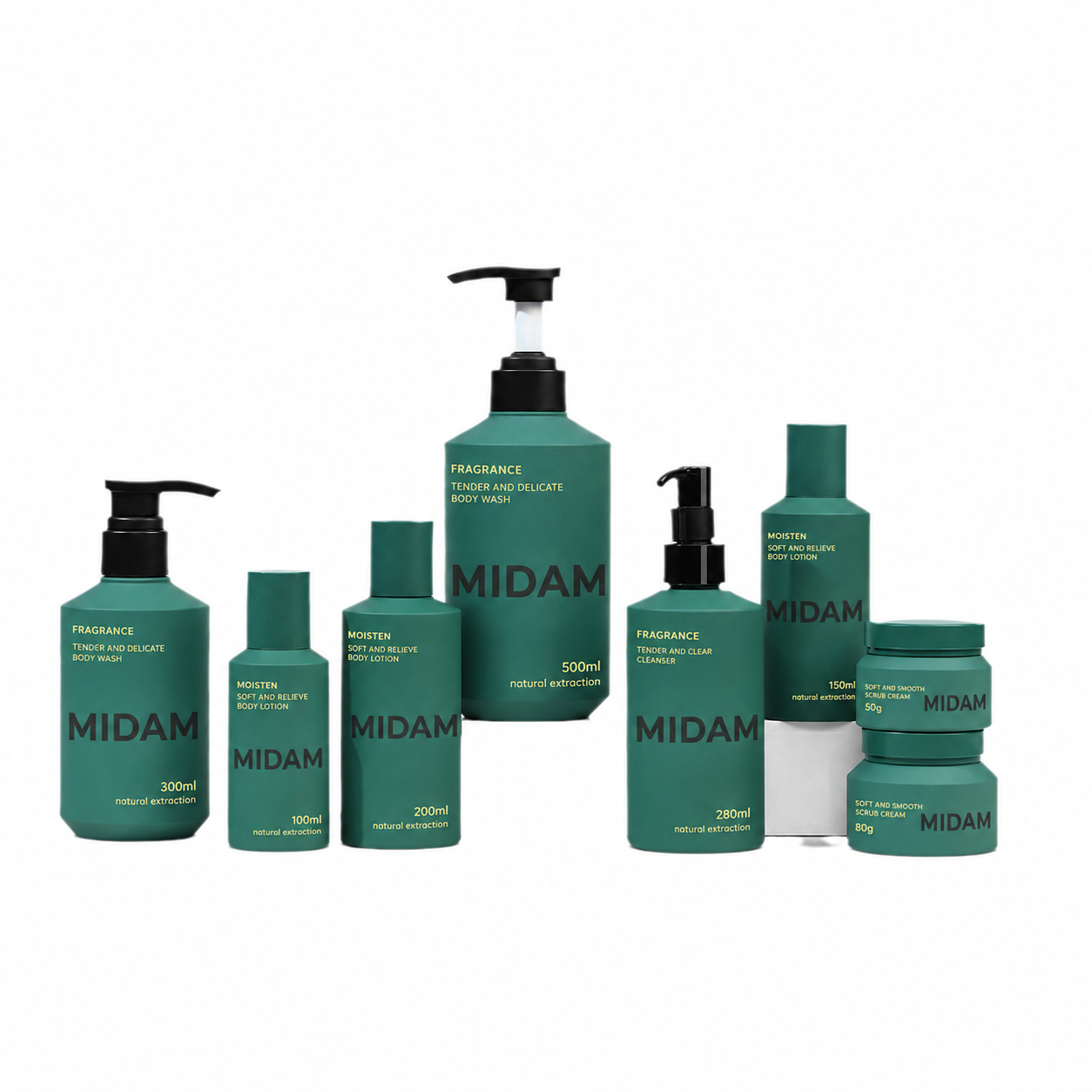 MB-0545 PETG·PP 그린 스킨케어·바디케어 세트 용기 100ml / 150ml / 200ml / 280ml / 300ml / 500ml / 50g / 80g