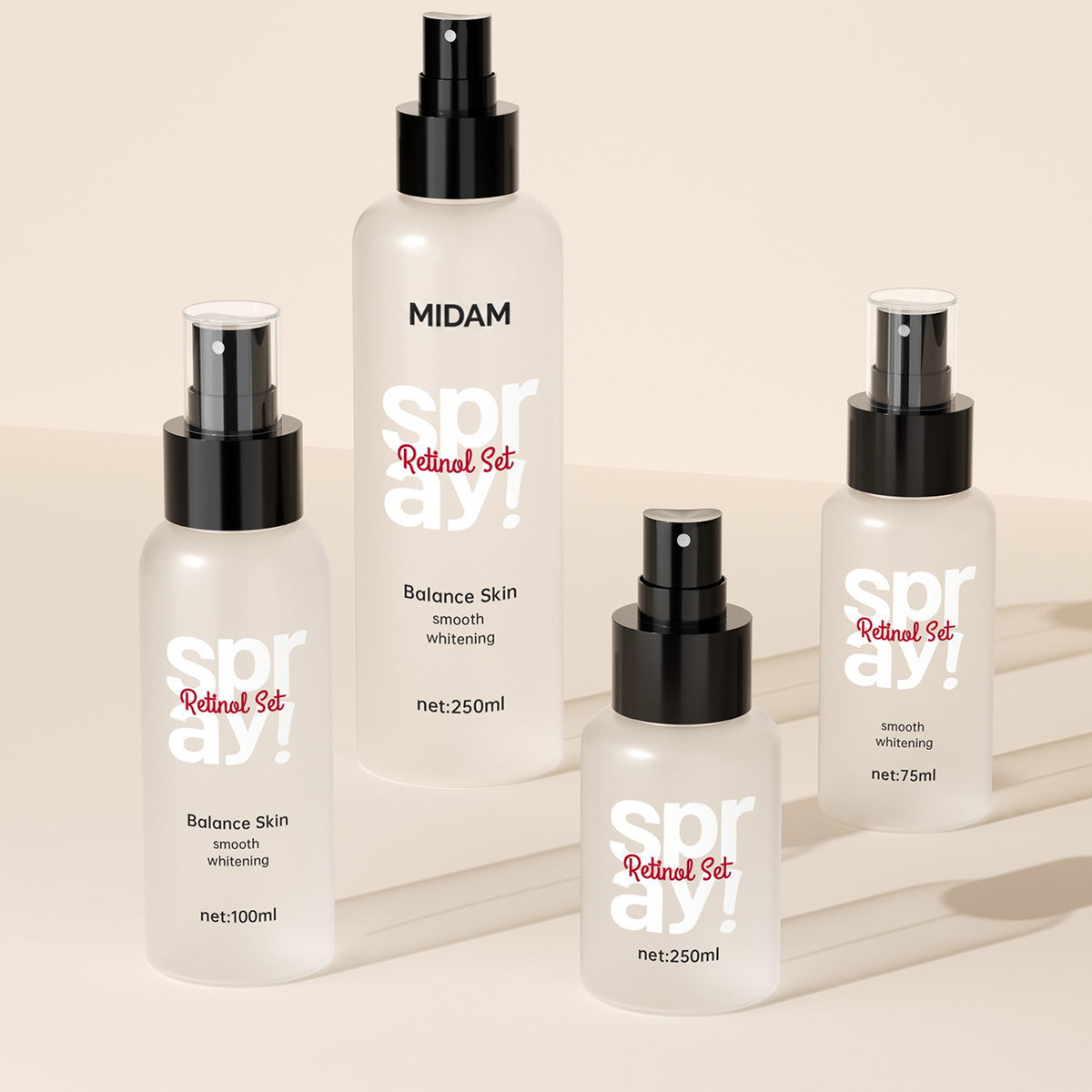 MB-0615 PETG 라운드 숄더 미스트 용기 50ml/75ml/100ml/250ml