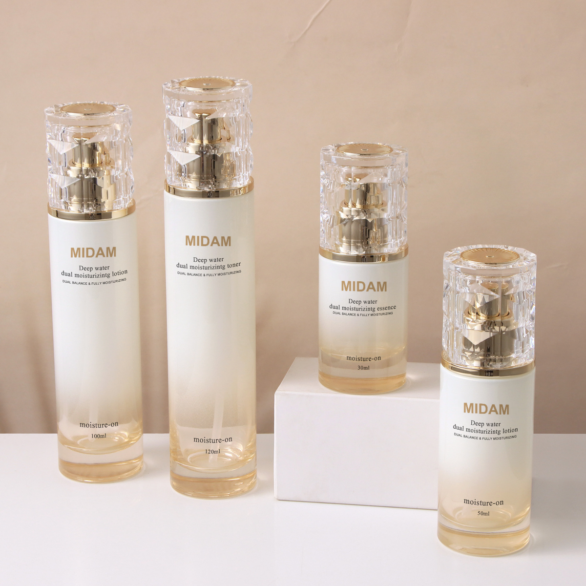 MB-0705 투명 캡 유리 스킨케어 용기 세트 30ml / 50ml / 100ml / 120ml / 50g