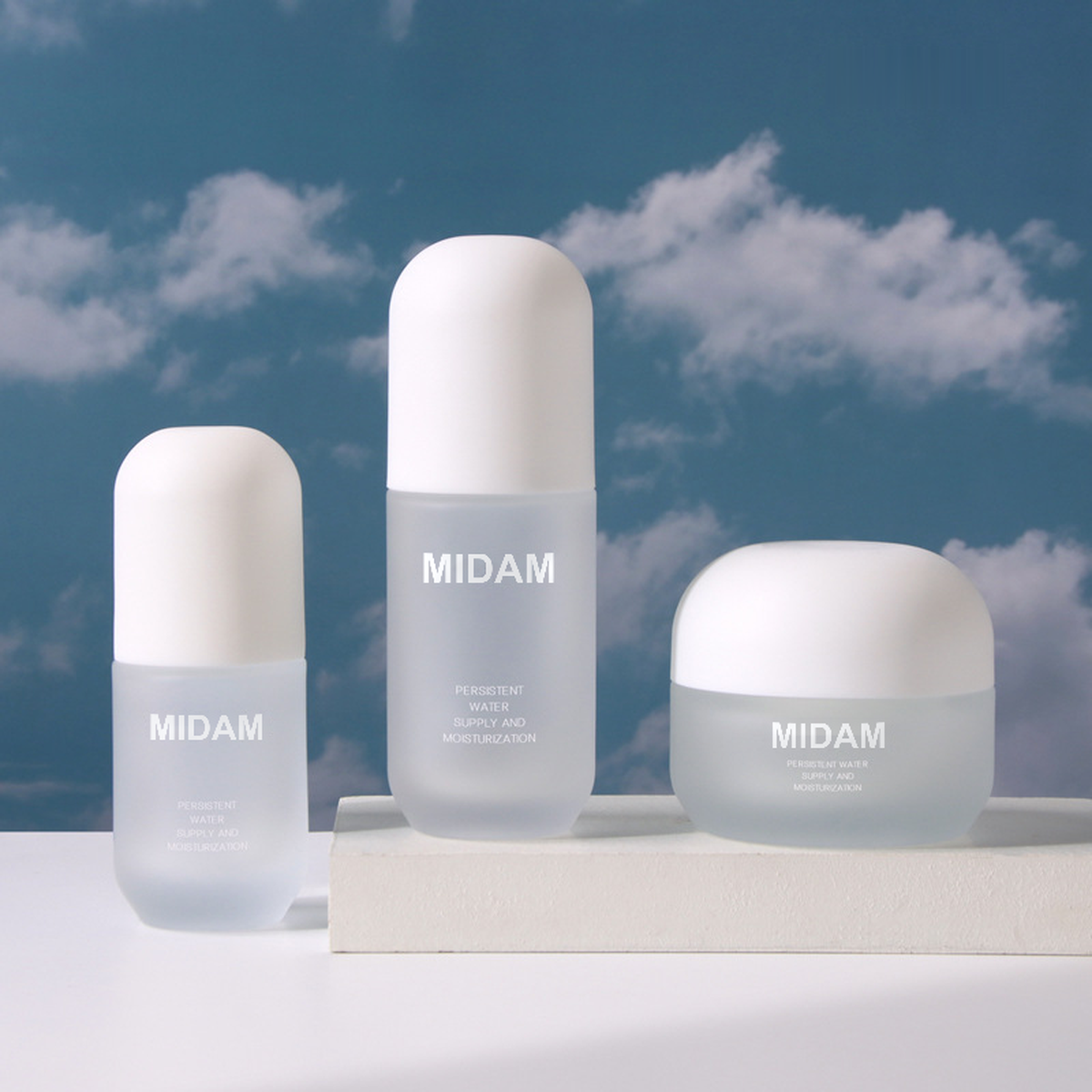 MB-0706 화이트 캡 무광 유리 스킨케어 용기 세트 30ml / 40ml / 60ml / 100ml / 120ml / 50g