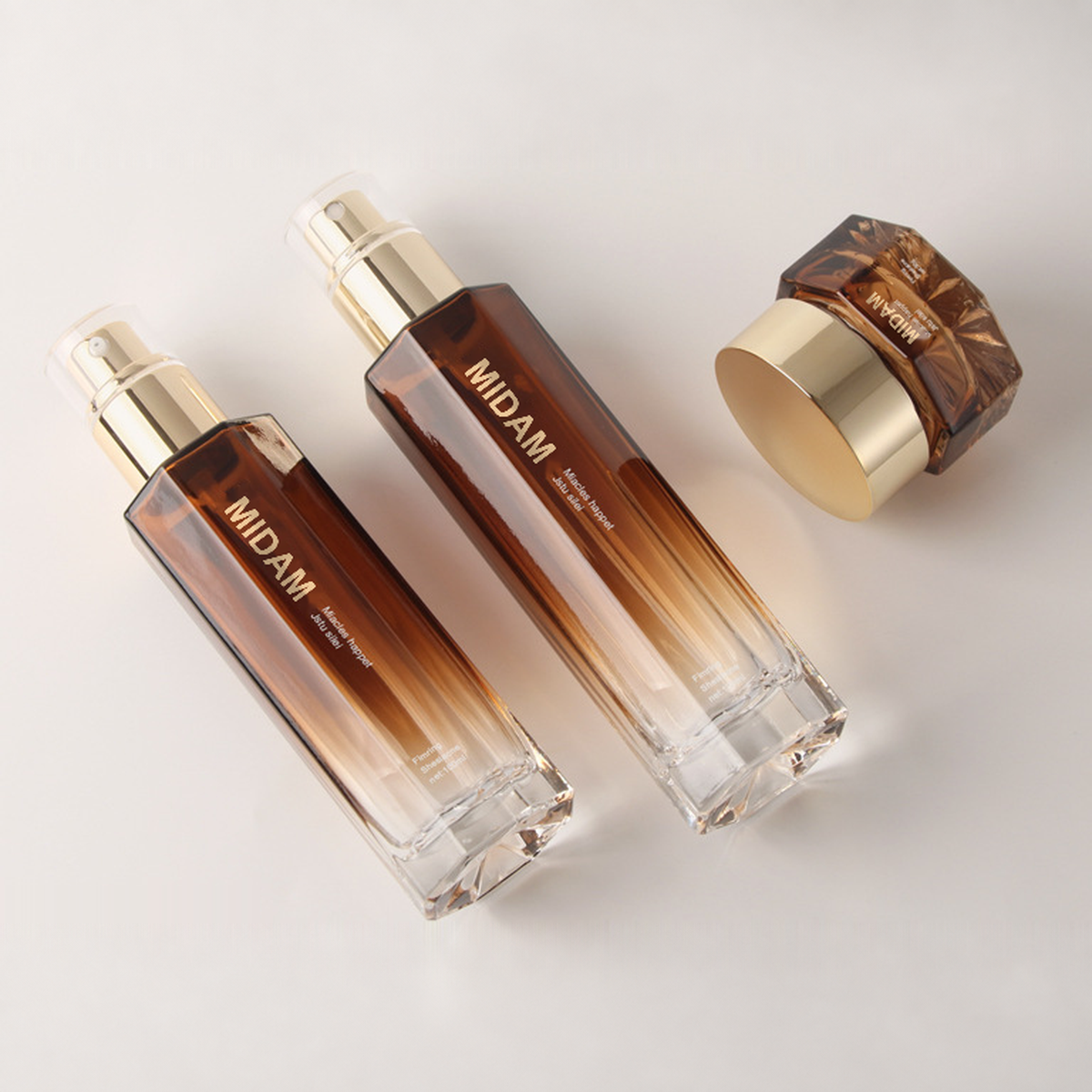 MB-0707 골드 펌프 팔각 유리 스킨케어 용기 세트 30ml / 50ml / 100ml / 120ml / 30g
