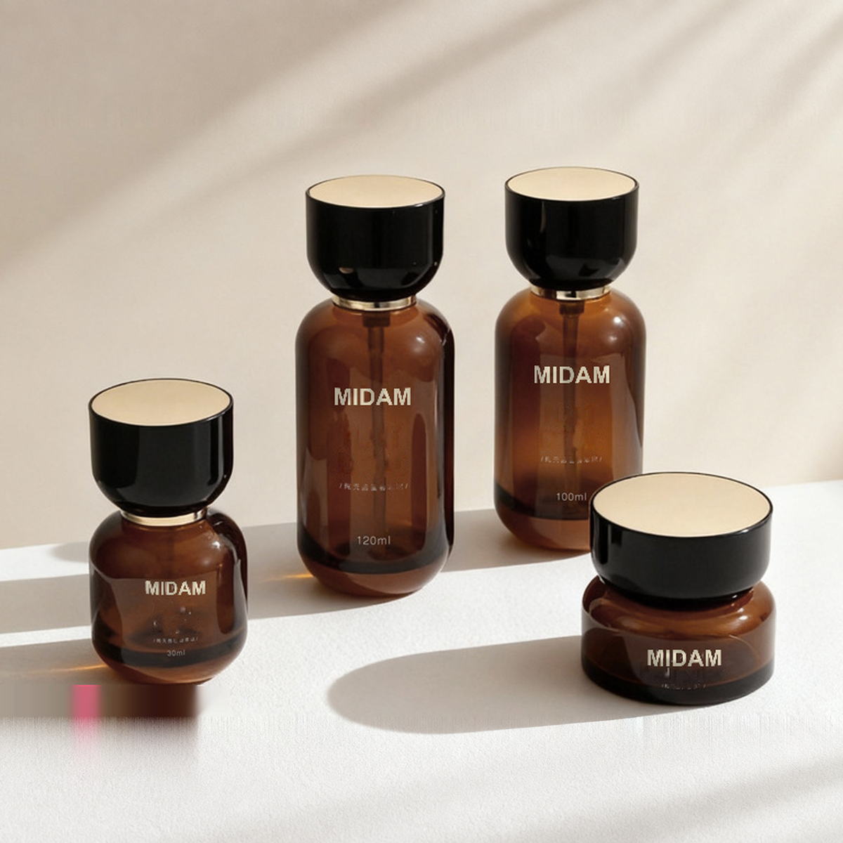 MB-0715 브라운 유리 스킨케어 용기 세트 30ml / 50ml / 100ml / 120ml / 30g / 50g