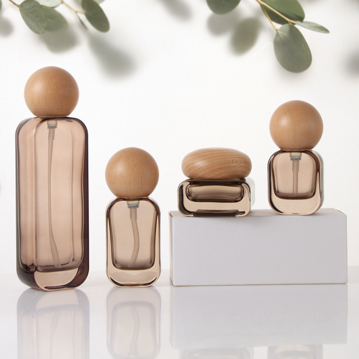 MB-0718 우드 캡 유리 스킨케어 용기 세트 20ml / 30ml / 50ml / 100ml / 120ml / 30g / 50g