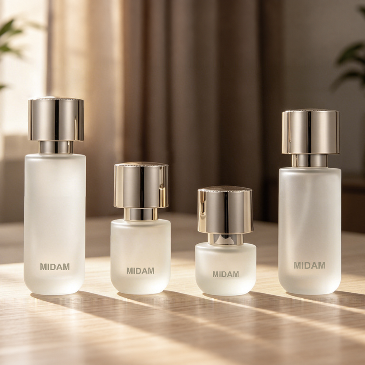 MB-0724 골드 캡 원형 무광 유리 용기 세트 50ml / 100ml / 120ml / 150ml