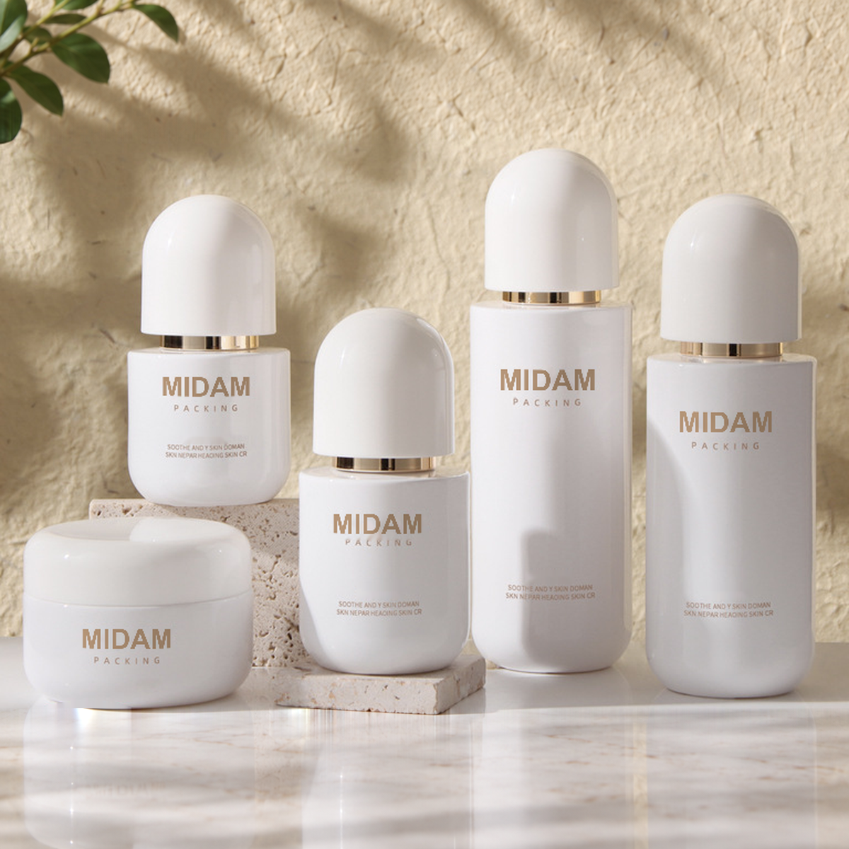 MB-0727 화이트 돔 캡 유리 용기 세트 30ml / 50ml / 100ml / 120ml / 30g / 50g