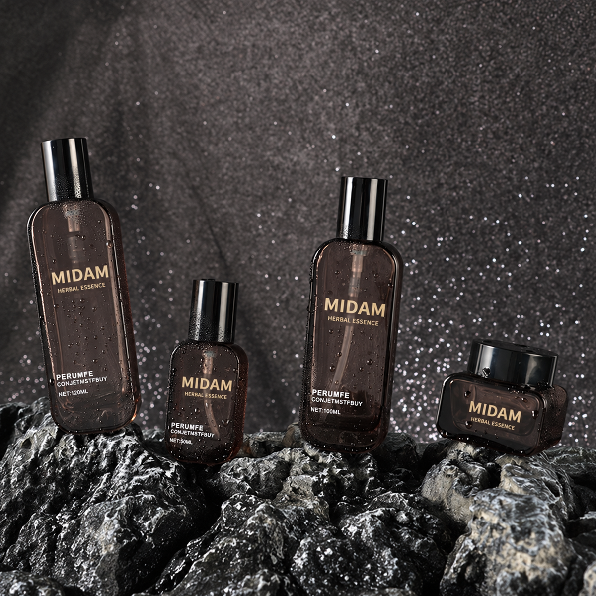 MB-0743 블랙 캡 스모키 브라운 유리 용기 세트 30ml / 50ml / 100ml / 120ml / 30g / 50g