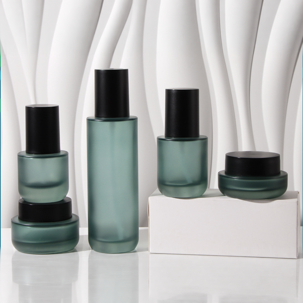 MB-0745 블랙 캡 딥그린 유리 용기 세트 30ml / 50ml / 100ml / 120ml / 150ml / 30g / 50g
