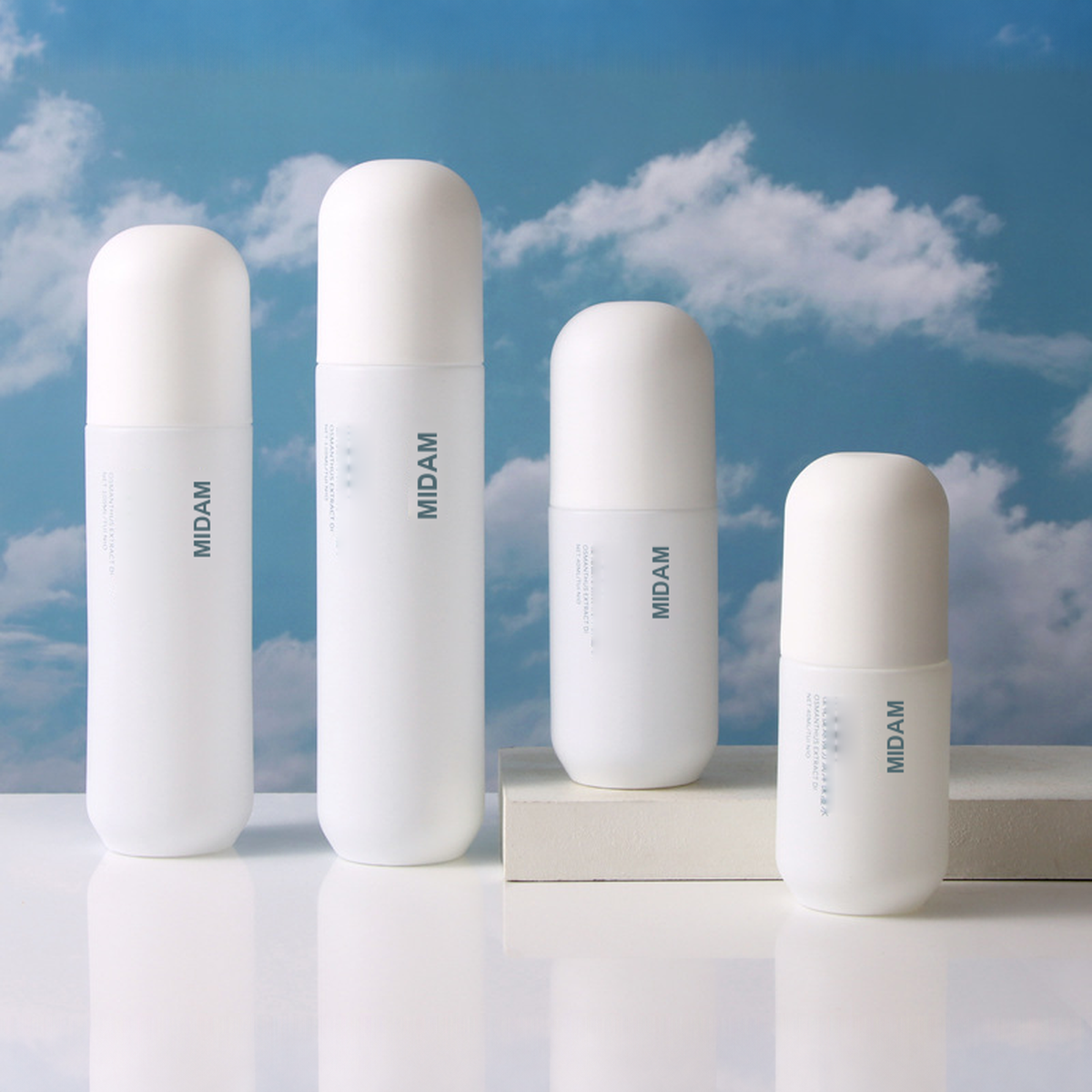 MB-0753 화이트 라운드 캡 유리 용기 세트 30ml / 40ml / 60ml / 100ml / 120ml / 50g
