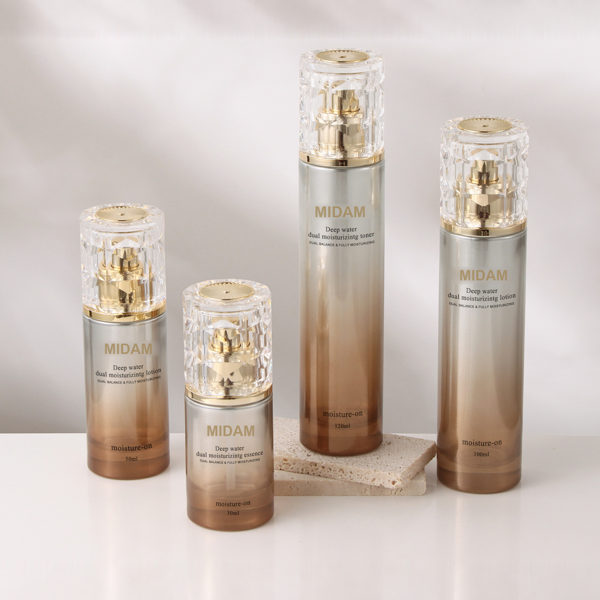 MB-0756 크리스탈 캡 브라운 그라데이션 유리 용기 세트 30ml / 50ml / 100ml / 120ml / 30g / 50g