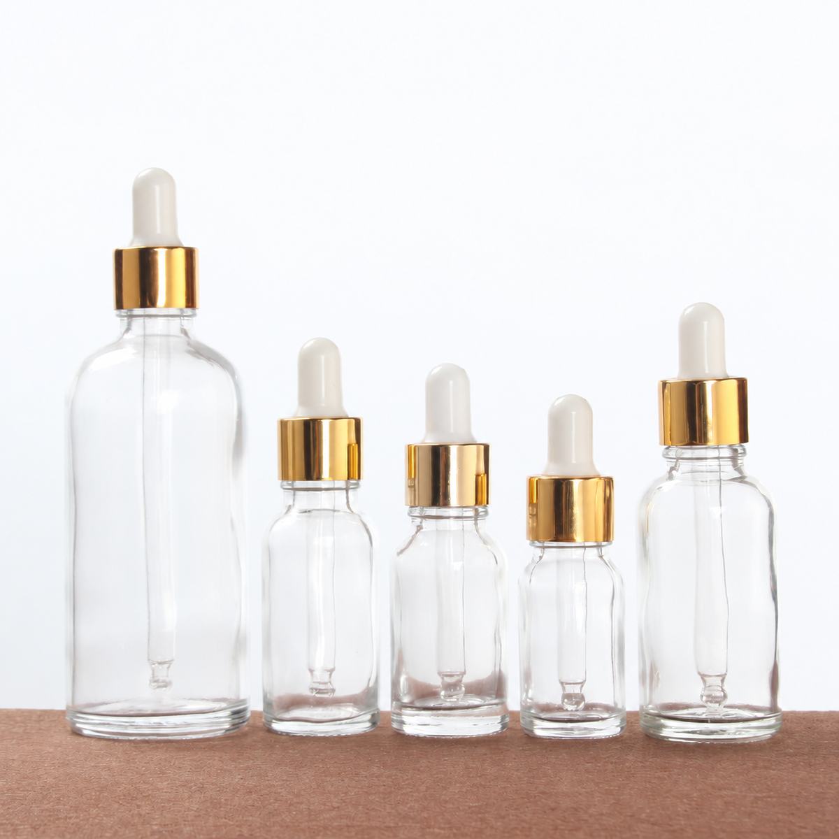 MB-0795 골드 캡 투명 유리 스포이드 용기 5ml / 10ml / 15ml / 20ml / 30ml / 50ml / 100ml