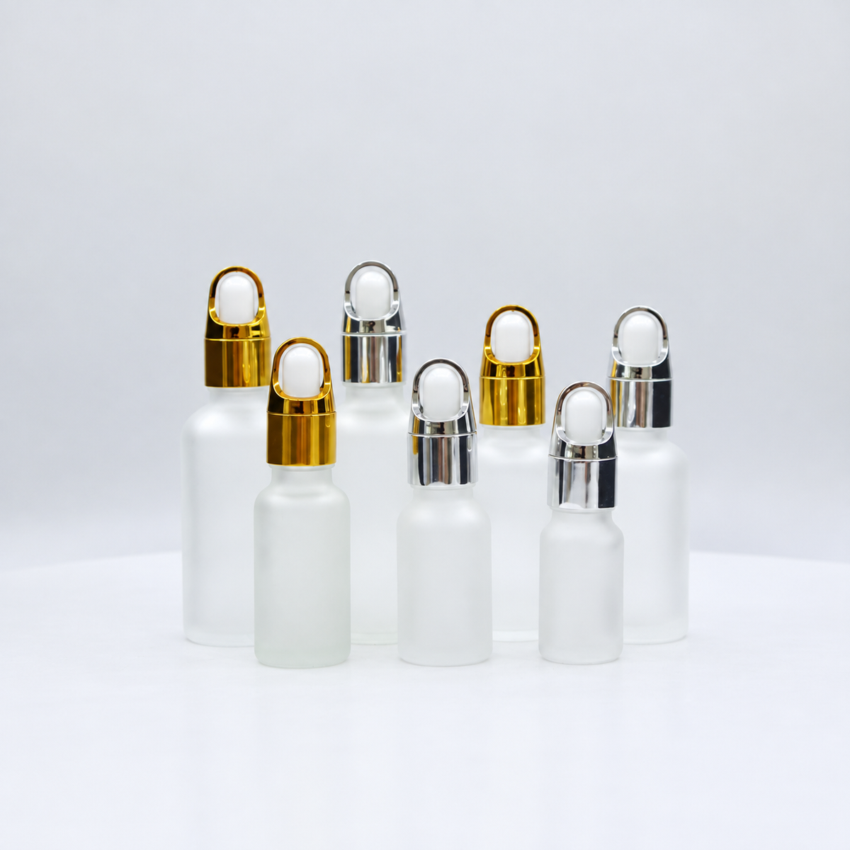 MB-0801 골드·실버 캡 반투명 유리 스포이드 용기 10ml / 15ml / 20ml / 30ml / 50ml