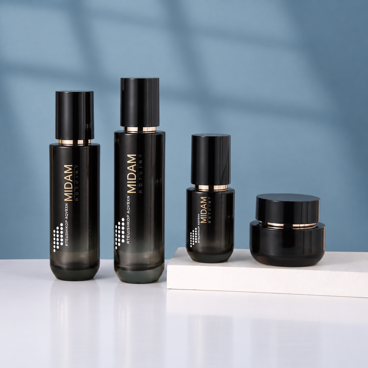 MB-0805 블랙 그라데이션 유리 용기 세트 40ml / 60ml / 110ml / 120ml / 50g