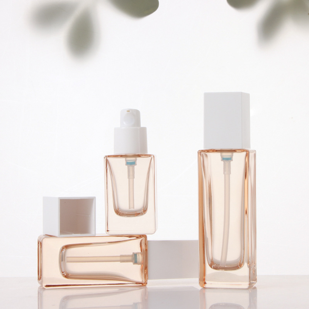 MB-0807 화이트 사각 캡 피치 유리 용기 세트 30ml / 50ml / 120ml / 30g / 50g