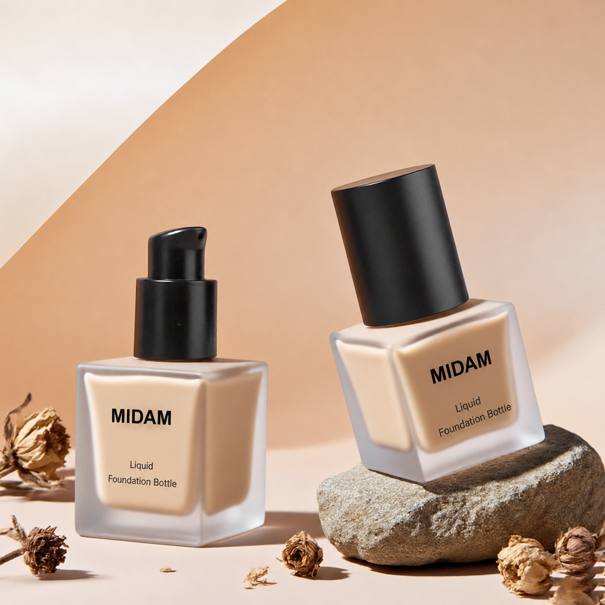 MB-0857 블랙 캡 사각 유리 파운데이션 용기 30ml