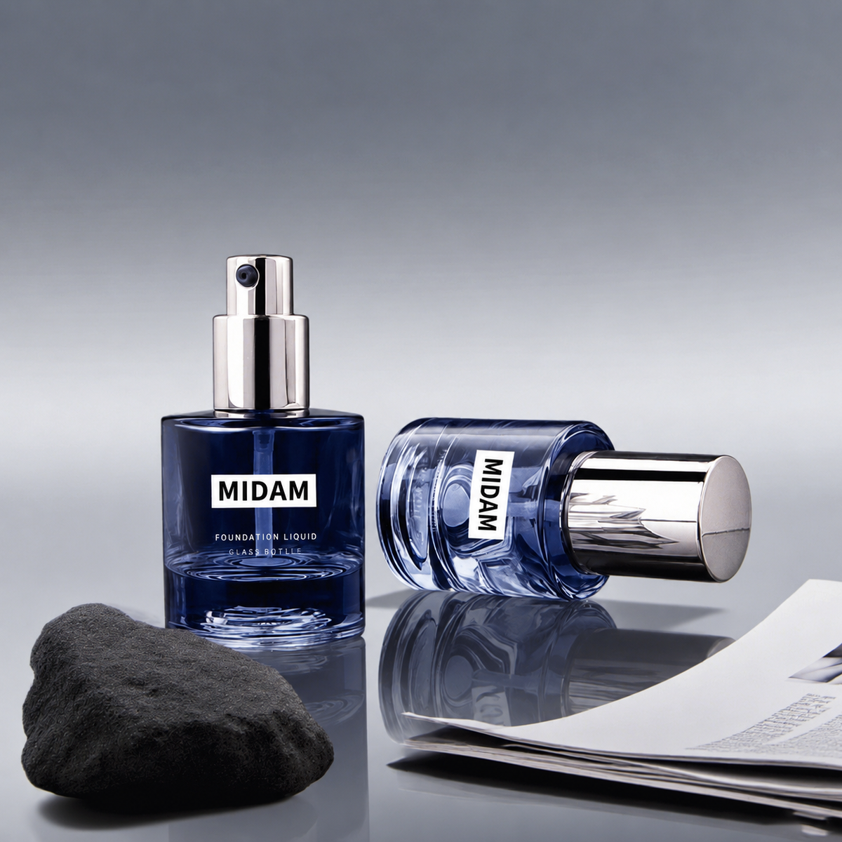 MB-0859 메탈 캡 라운드 유리 파운데이션 용기 30ml