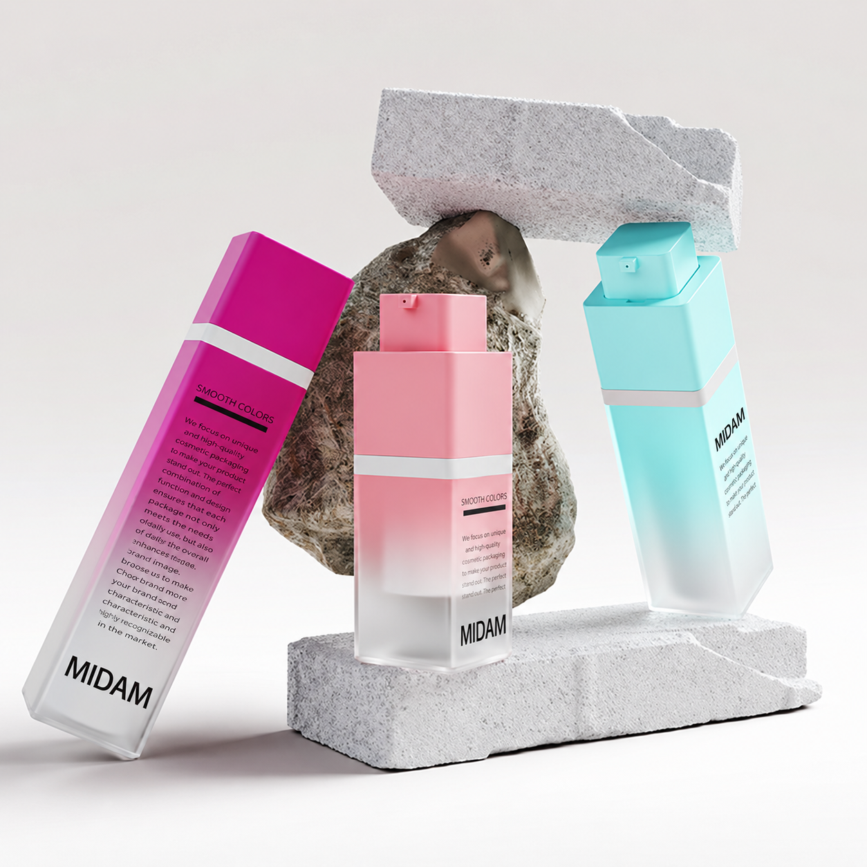 MB-0965 PS/PP 스퀘어 트위스트 펌프 에어리스 용기 15/30/50ml