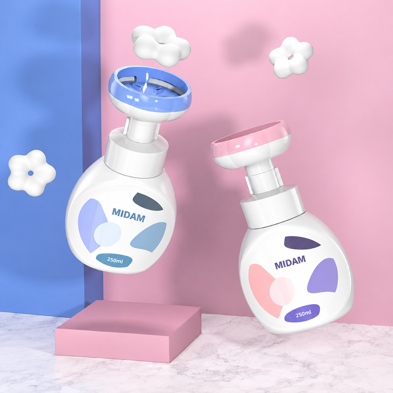 MB-0979 PE 꽃 모양 폼 펌프 용기 250ml