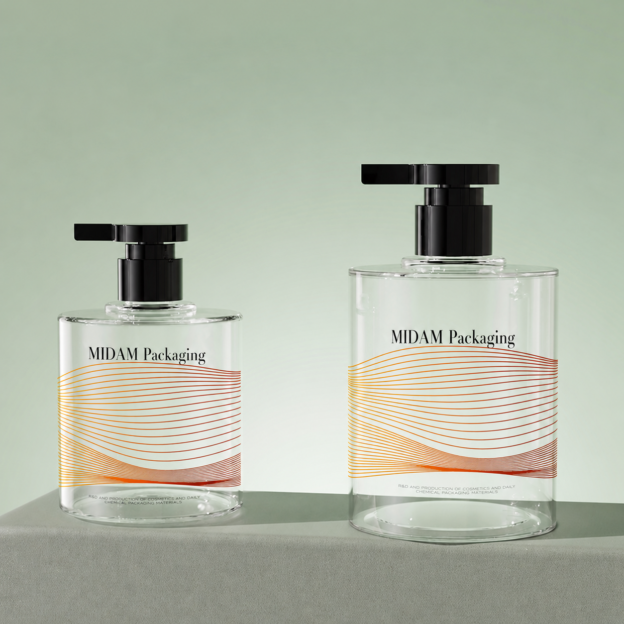 MB-1030 PET 플랫 숄더 원형 로션 펌프 용기 300/500ml