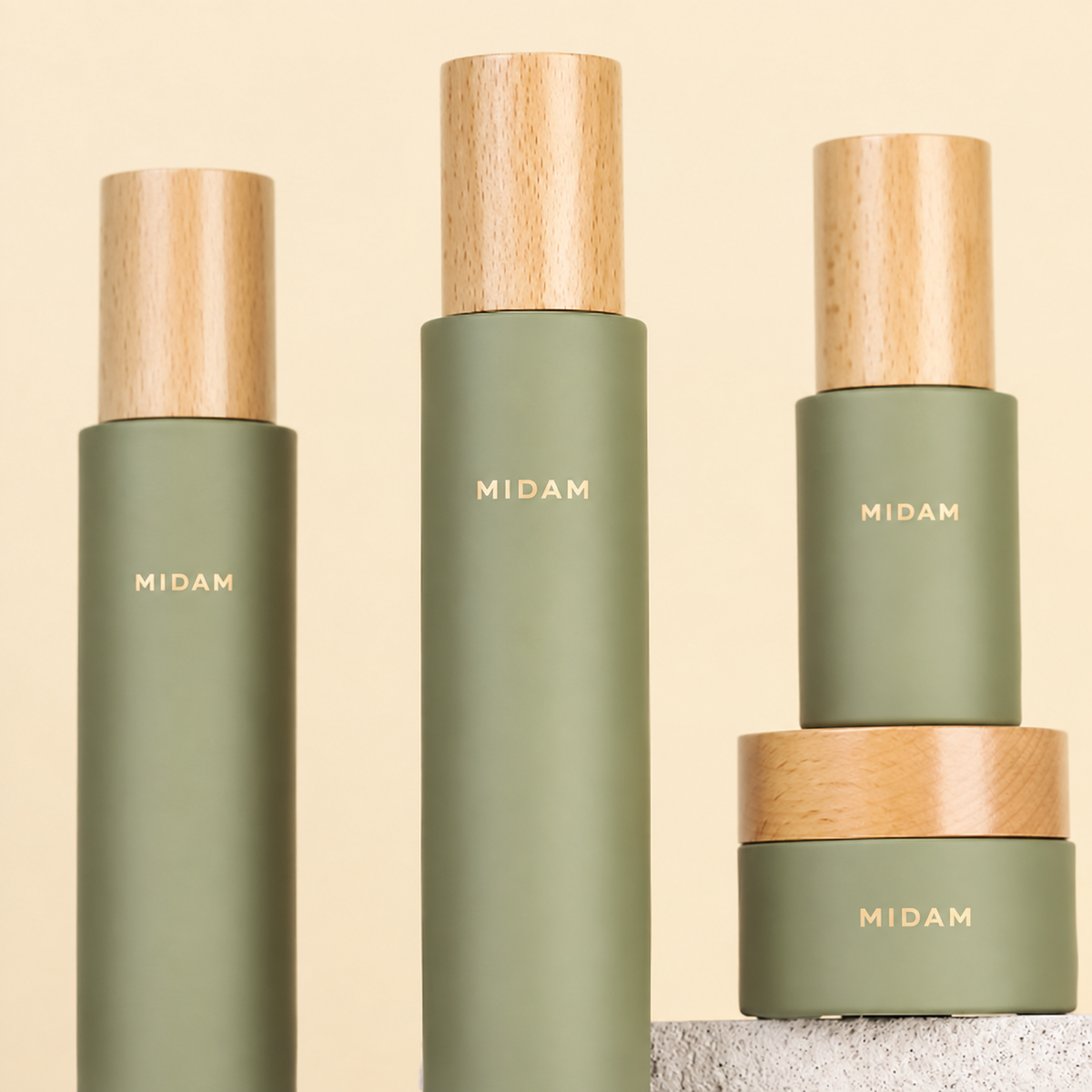 MB-0513 유리 우드 캡 스킨케어 세트 용기 50ml/100ml