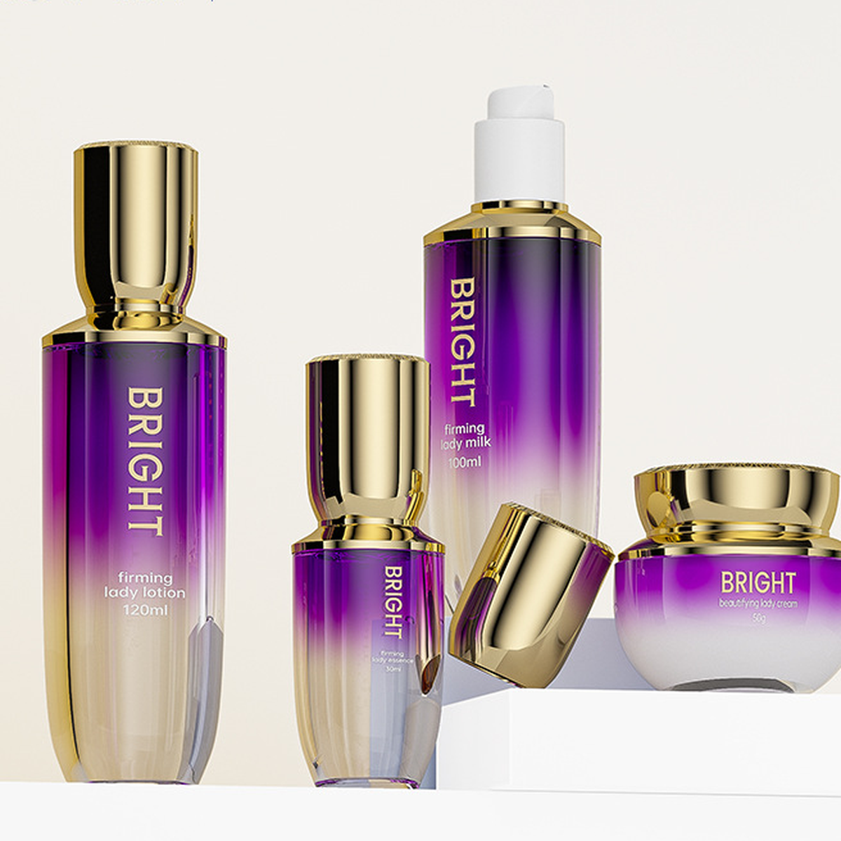 MB-0523 유리 삼각 그라데이션 스킨케어 세트 용기 30ml / 50ml / 100ml / 120ml / 50g