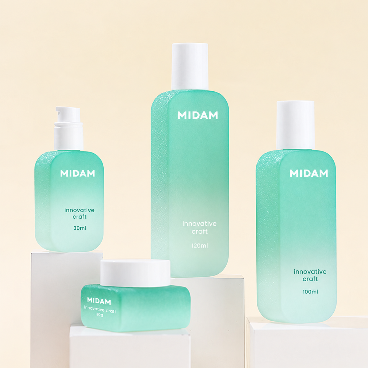 MB-0526 유리 라운드 스퀘어 그라데이션 스킨케어 세트 용기 30ml / 100ml / 120ml / 30g
