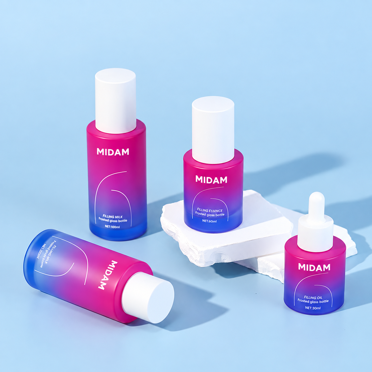 MB-0515 유리 그라데이션 스킨케어 세트 용기 30g/50g/30ml/50ml/100ml