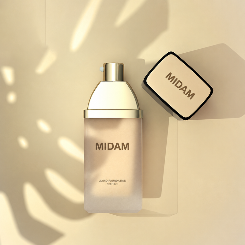 MB-0815 블랙 골드 캡 사각 유리 파운데이션 용기 30ml