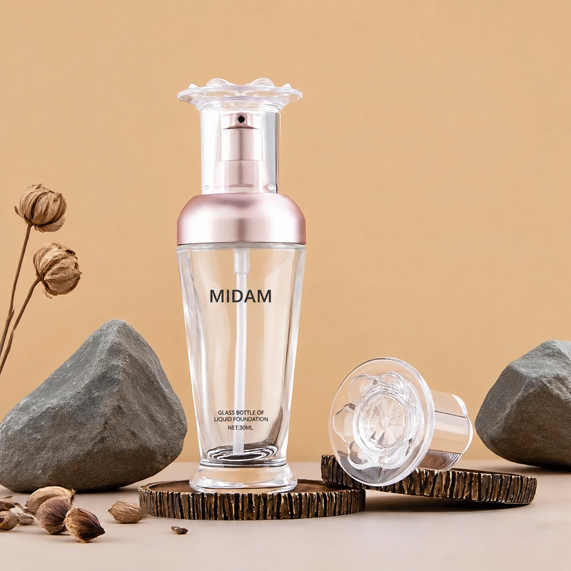 MB-0820 플라워 캡 유리 파운데이션 용기 30ml