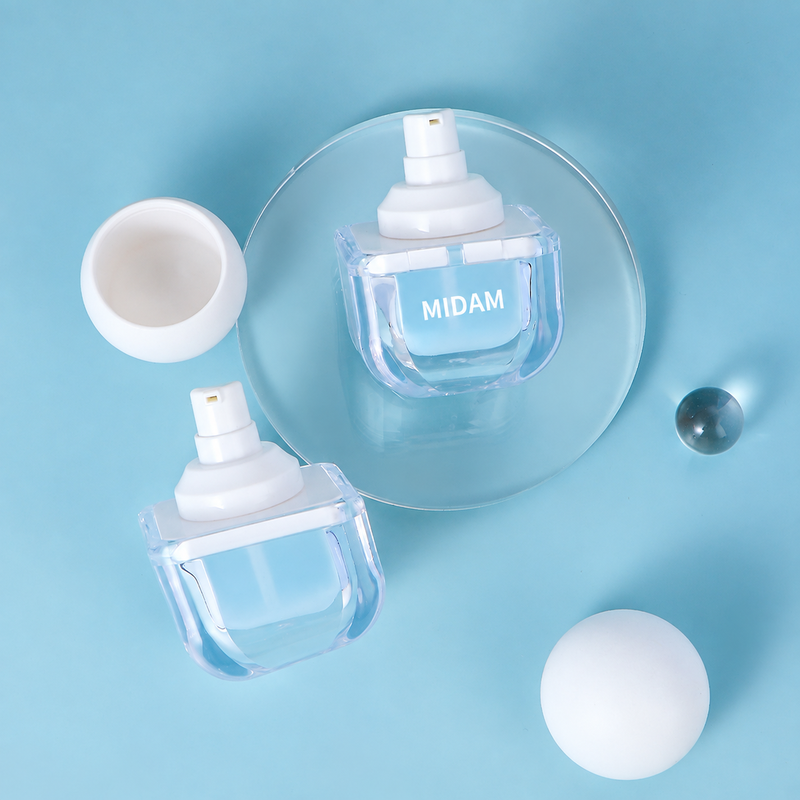 MB-0842 AS/PP 화이트 볼 캡 라운드 사각 펌프 용기 30ml